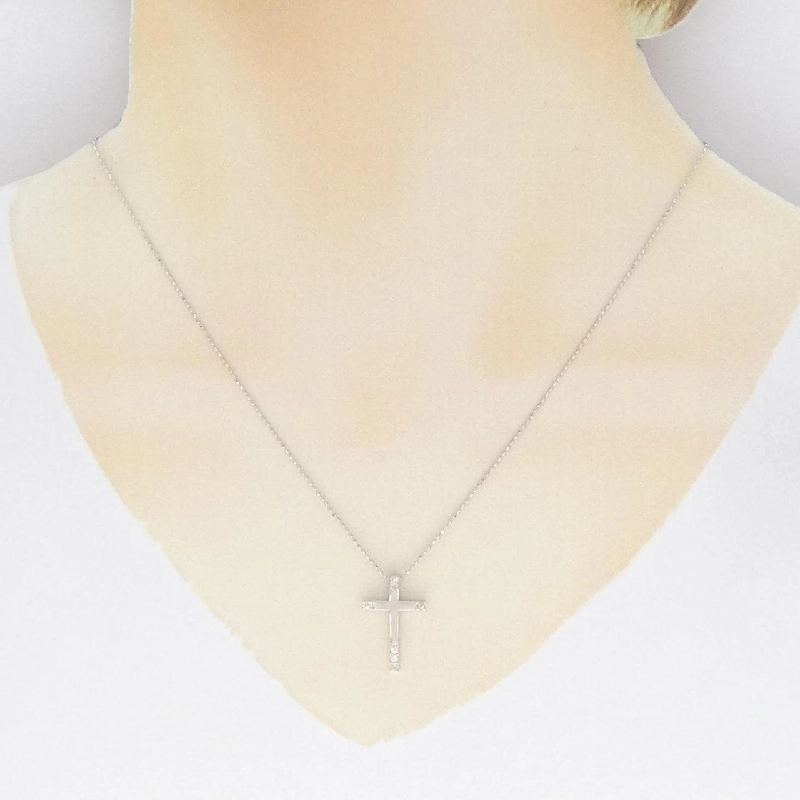 K18WG Dây chuyền kim cương chéo 0.10CT - Hàng hiệu Chính hãng 864359