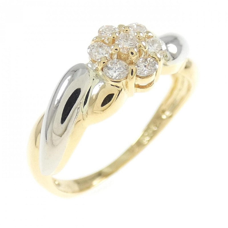 Nhẫn kim cương hoa K18YG/PT900 0.22CT 673223