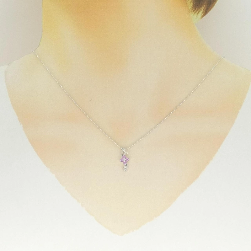 K18WG Hoa Sapphire Dây Chuyền - Hàng hiệu Chính hãng 859029