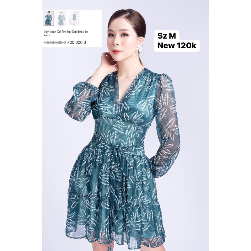 Đầm hoạ tiết voan tơ size M mới 174574