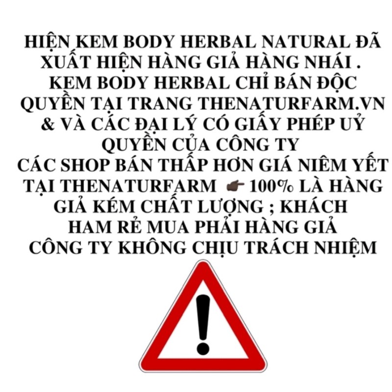 Kem body trắng da Herbal Natural [ 300GR ][ Trắng bật tông chỉ sau 14 ngày ]
 143664