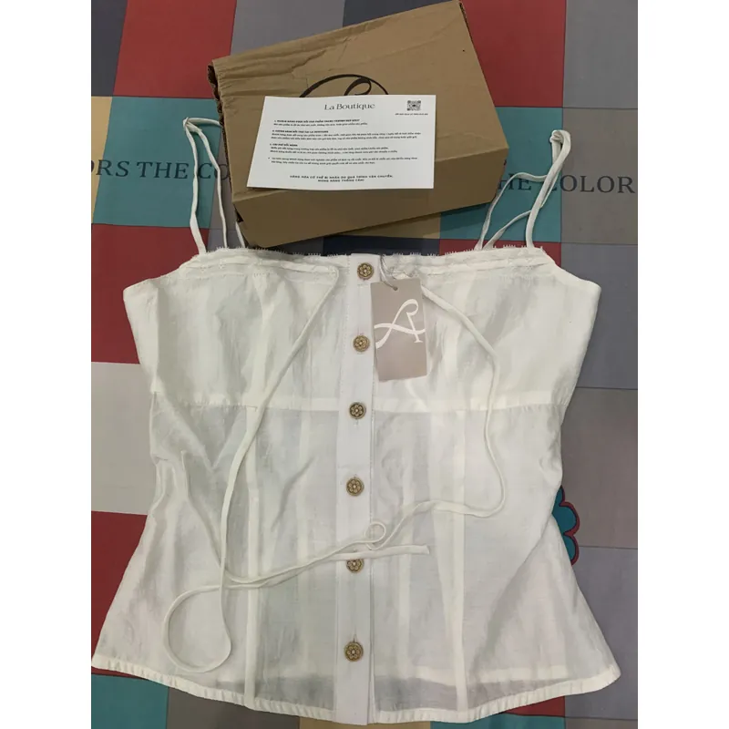 Áo 2 dây, dây rút, vải tơ 701502