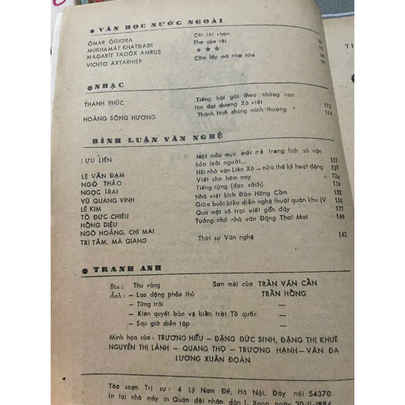 TẠP CHÍ VĂN NGHỆ QUÂN ĐỘI 11.1984 556916