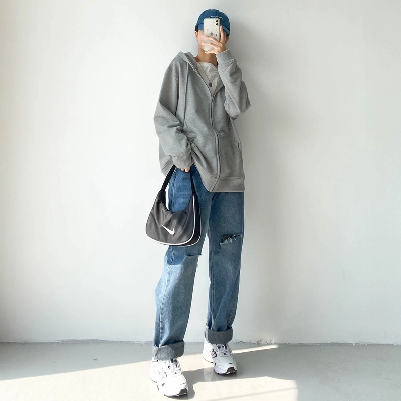 Áo hoodie zip chân cua form rộng áo khoác có khóa kéo unisex chống nắng cho nữ đẹp 498182