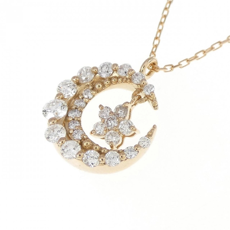 K18PG Mặt trăng Kim cương Dây chuyền 0.41CT - Hàng hiệu Chính hãng 867800