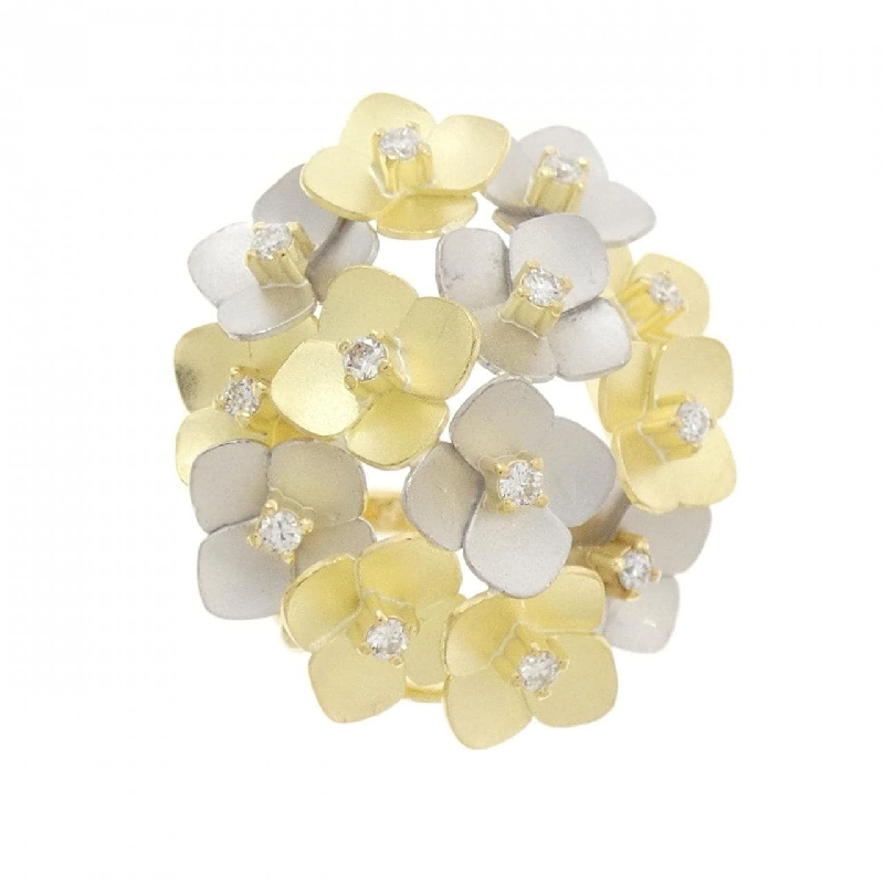 Nhẫn kim cương hoa K18YG/PT900 0.18CT 667521