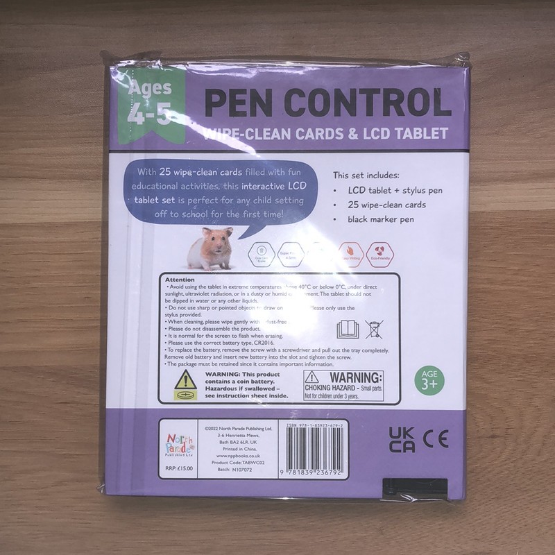 Sách tập cầm bút Pen control - wipe-clean cards & LCD tablet nguyên seal 158920