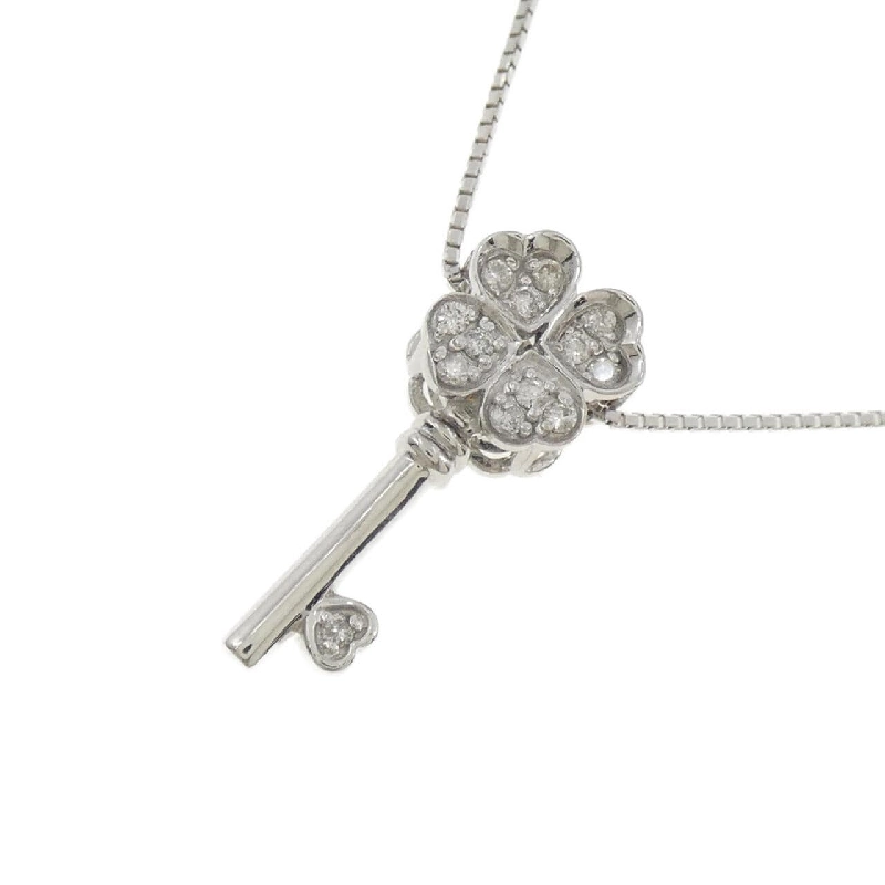 K18WG Cỏ ba lá × Chìa khóa Dây chuyền kim cương 0.06CT - Hàng hiệu Chính hãng 857224