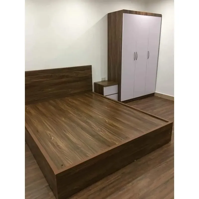 Nội thất phòng ngủ gồm giường và tủ quần áo gỗ công nghiệp 689492