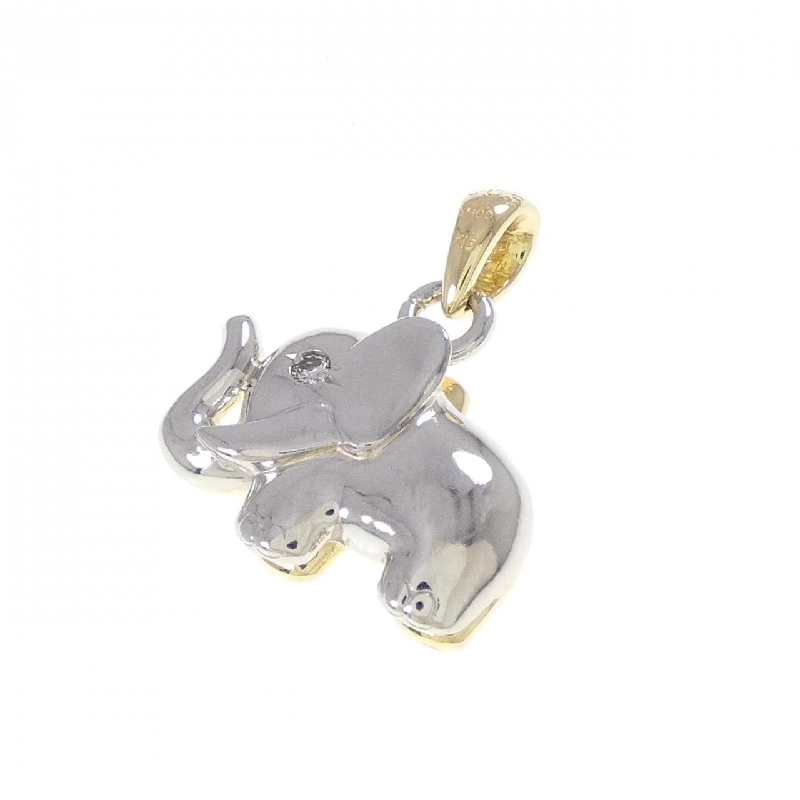 K18YG/PT900 Mặt dây chuyền kim cương voi 0.03CT - Hàng hiệu Authentic 863412