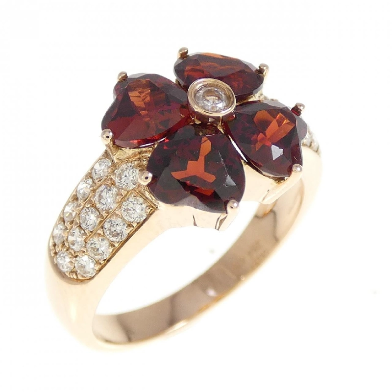 Nhẫn Garnet hình hoa × trái tim K18PG 2.84CT 667771