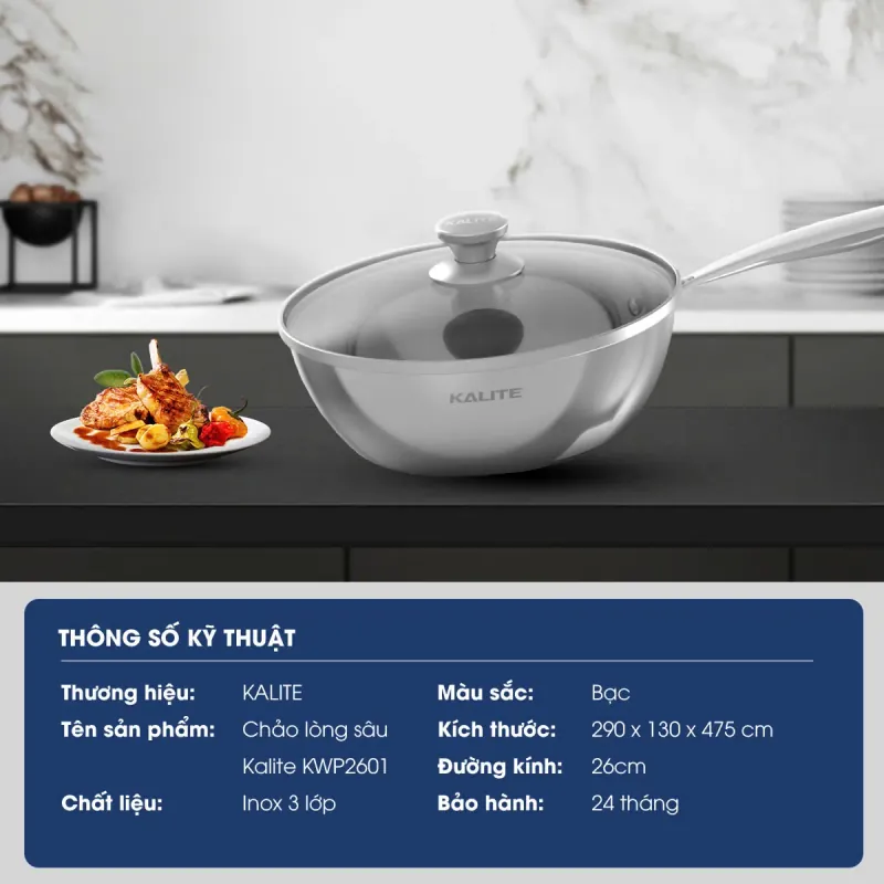 Chảo Inox Sâu Lòng Kalite – Bền Đẹp – Đa Năng – Dễ Dùng 721025