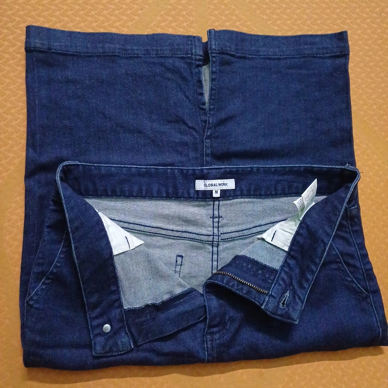 Chân váy jean thời trang size M , xanh đậm, jean co giãn đã sử dụng: eo 70_74cm 360570