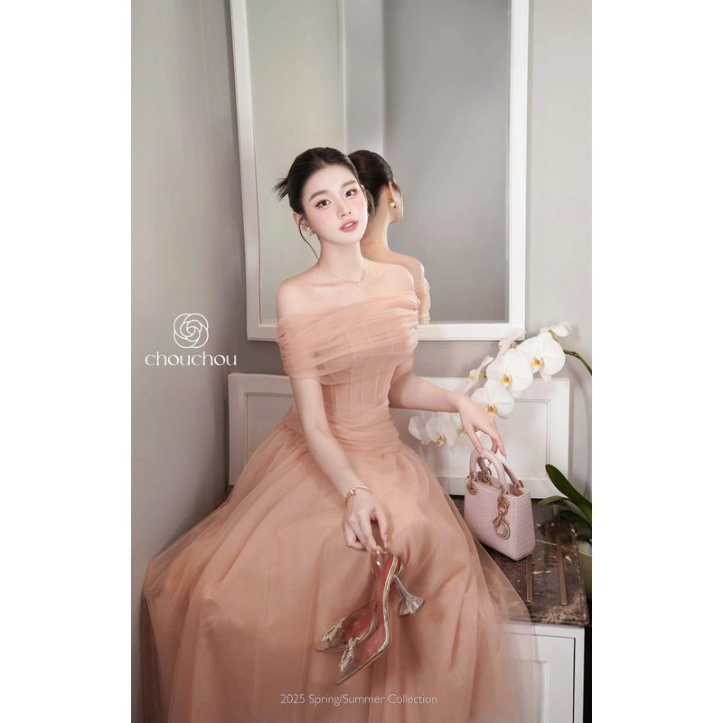 Đầm đi tiệc thương hiệu Doan Ngan Chau Size M màu Hồng chính hãng còn mới nguyên tag 521246