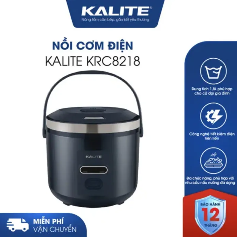 Nồi cơm điện Kalite KRC8218 dung tích 1.8L đa chức năng, cơm ngon trọn vị, chính hãng 100% 572907