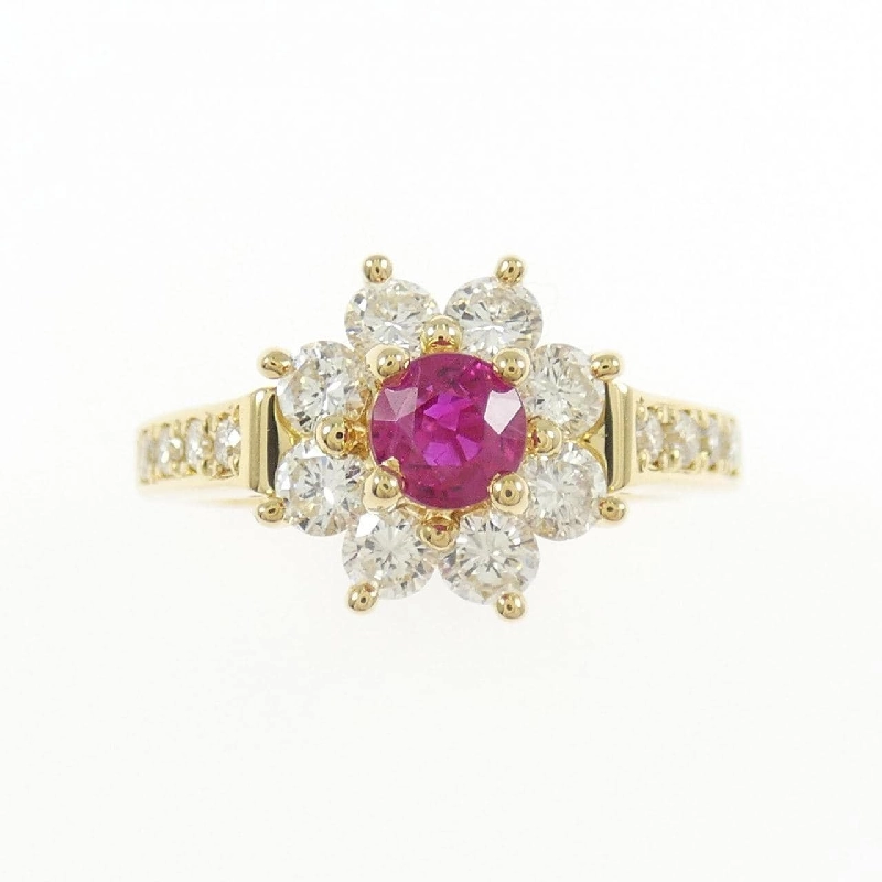 Nhẫn ruby K18YG hoa 0.37CT 667279
