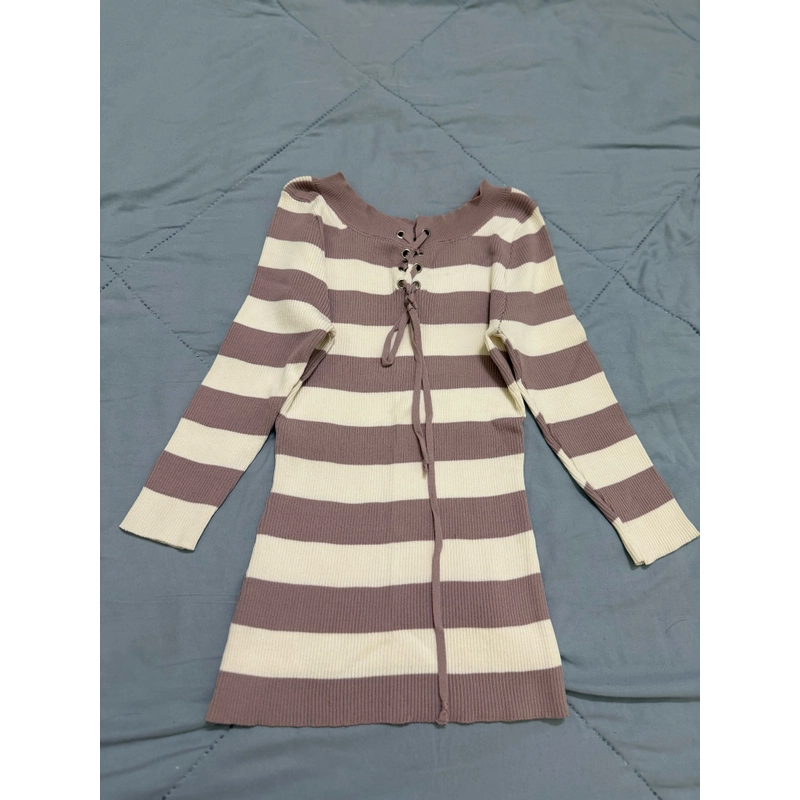 Áo montoghi body sọc nâu kem dài tay size S-M 463355