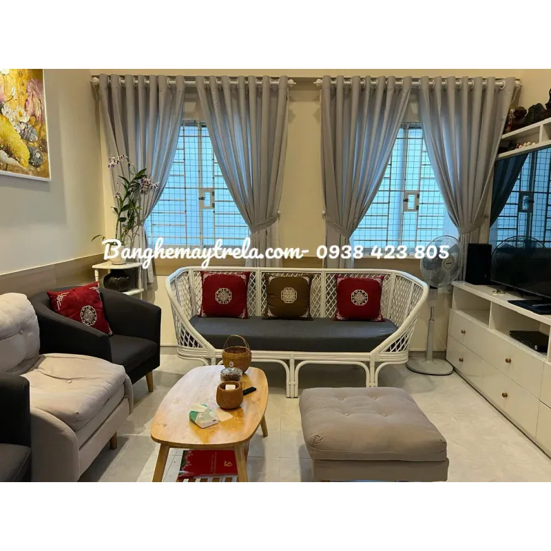 Băng ghế mây caro hiện đại 740805