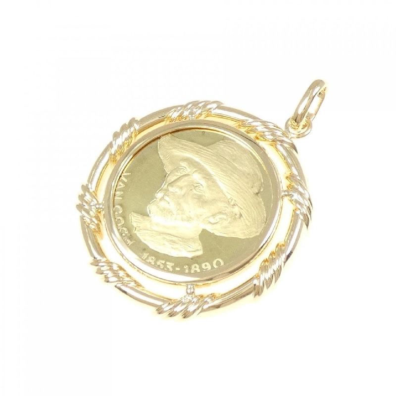 K18YG(枠) Mặt dây chuyền đồng xu - Hàng hiệu Authentic 871820