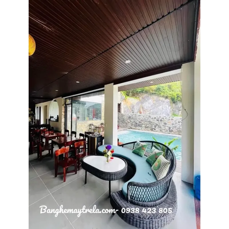 Ghế sofa ngoài trời mây nhựa 735478