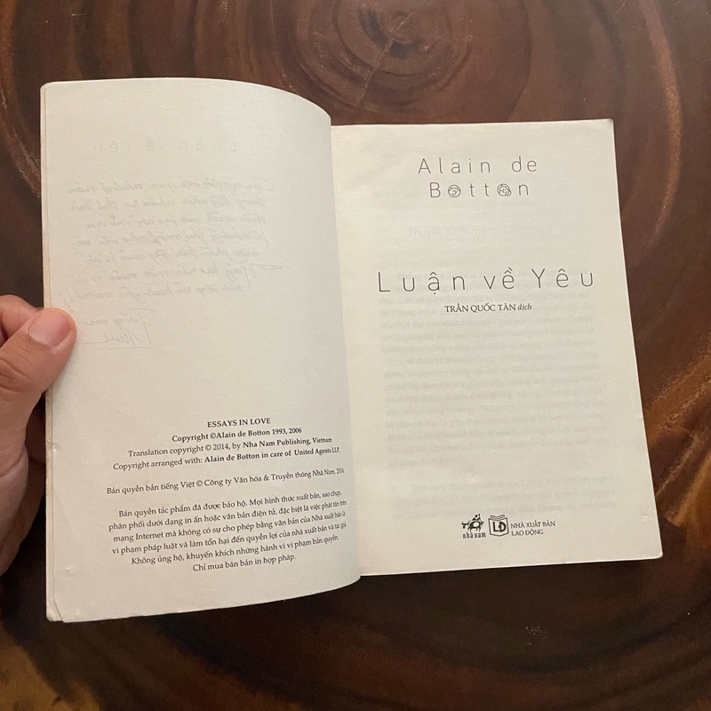II Tựa sách: Luận Về Yêu - Alain de Botton - 2014 444490
