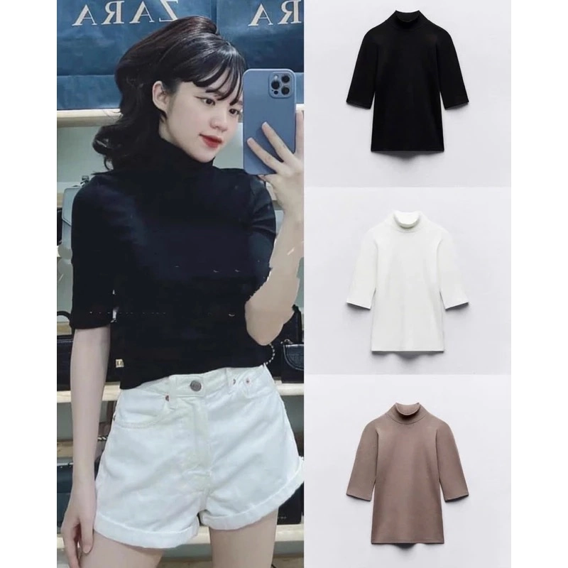 Áo coton tay lỡ Zara auth 459574