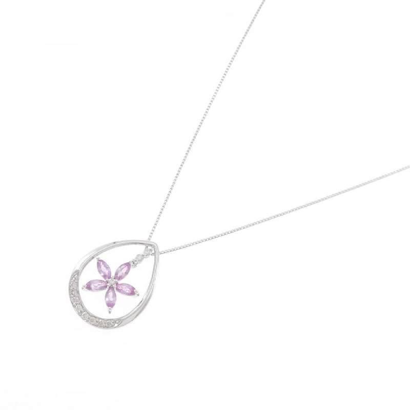 K18WG Dây chuyền hoa sapphire 0.50CT - Hàng hiệu chính hãng 861034