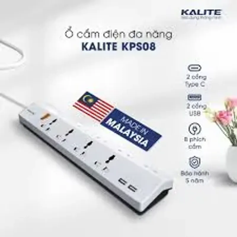🔌 KALITE KPS08 – ổ cắm thông minh kèm USB tiện lợi 728731