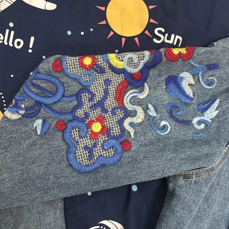 Áo khoác jean thêu phong cách 753879