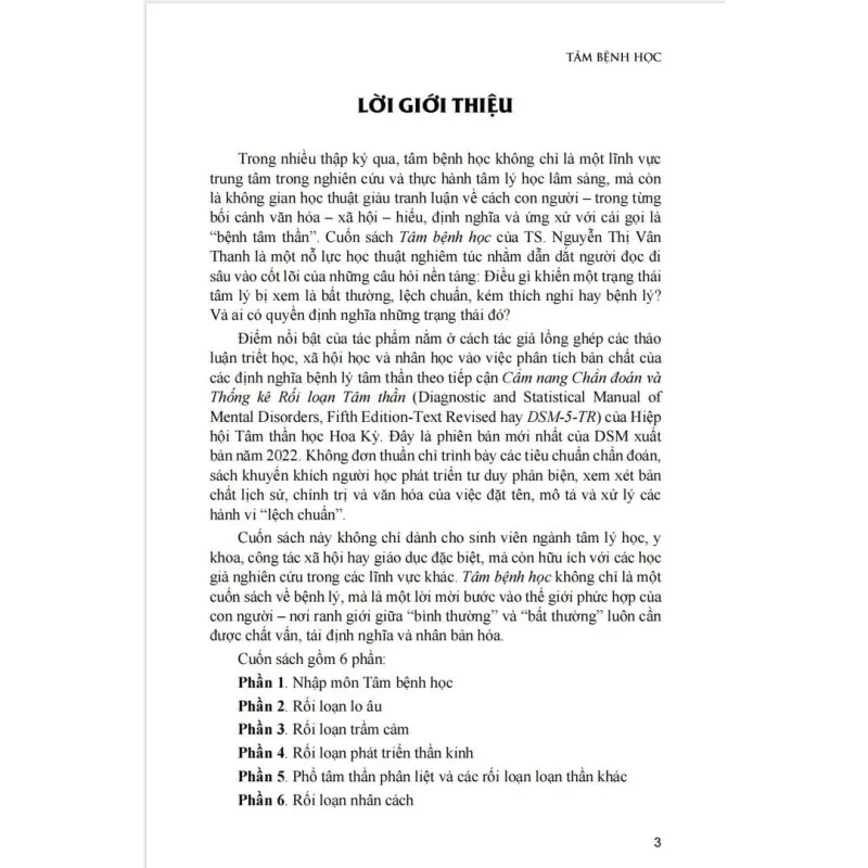 Sách Tâm Bệnh Học Tiếp Cận DSM-5-TR của TS. Nguyễn Thị Vân Thanh 1032014