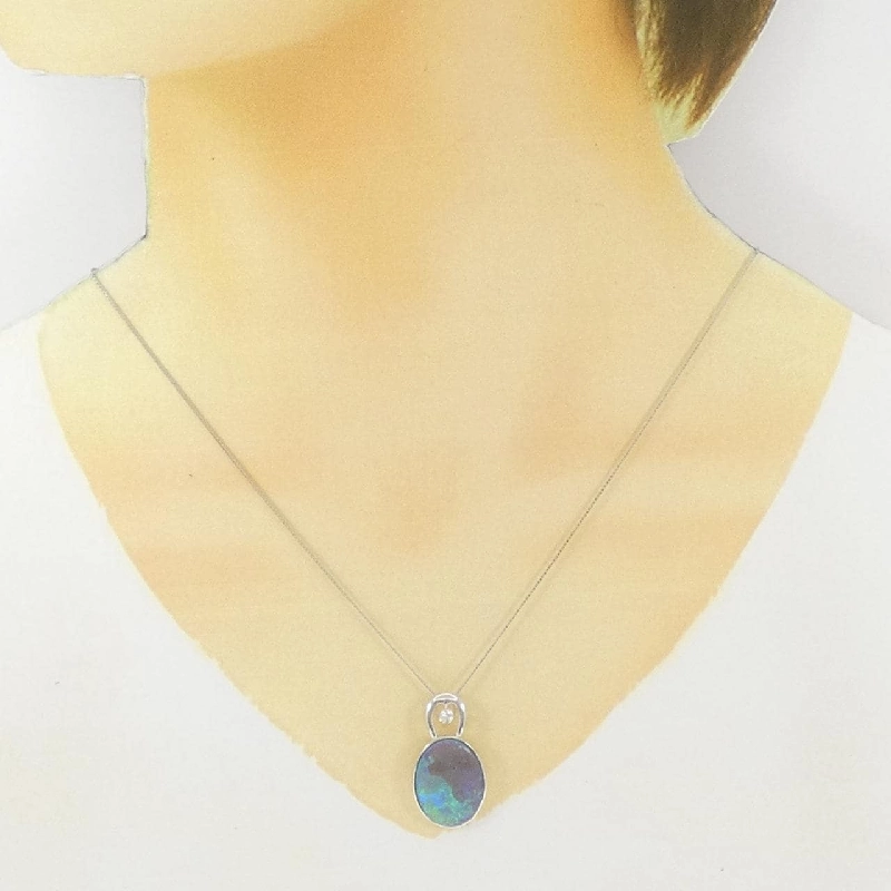 K18WG Mặt dây chuyền opal đen 6.41CT - Hàng hiệu Authentic 858724