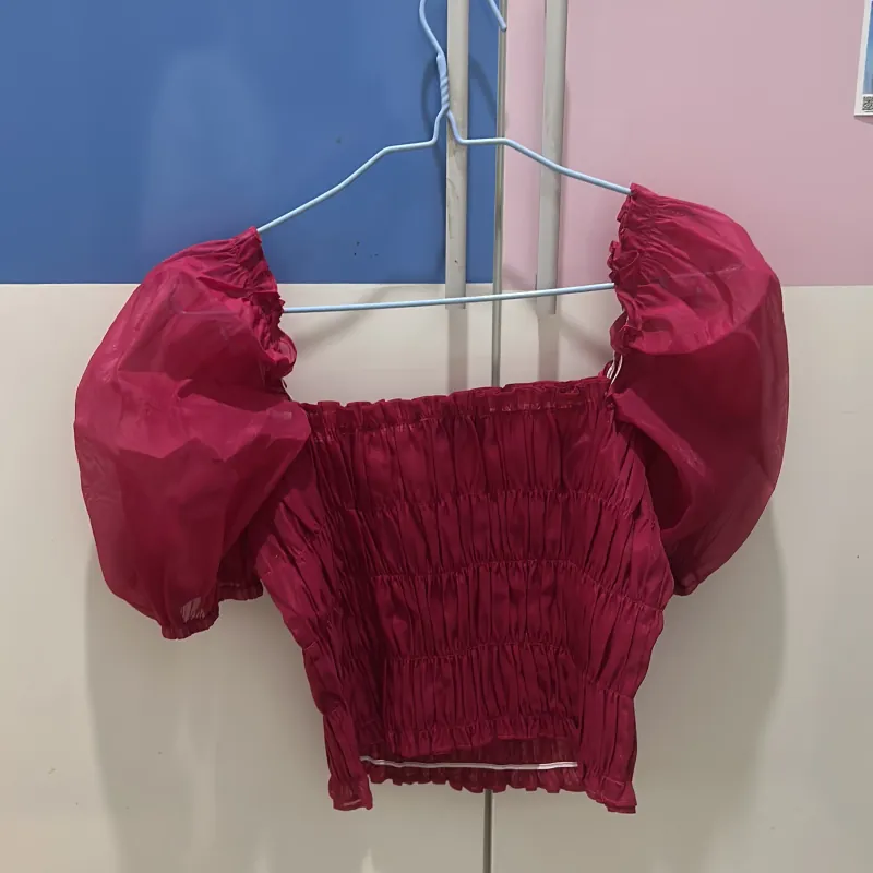 [SIXDO] ÁO TAY BỒNG MÀU HỒNG SẪM SIZE M SECONDHAND 1020520