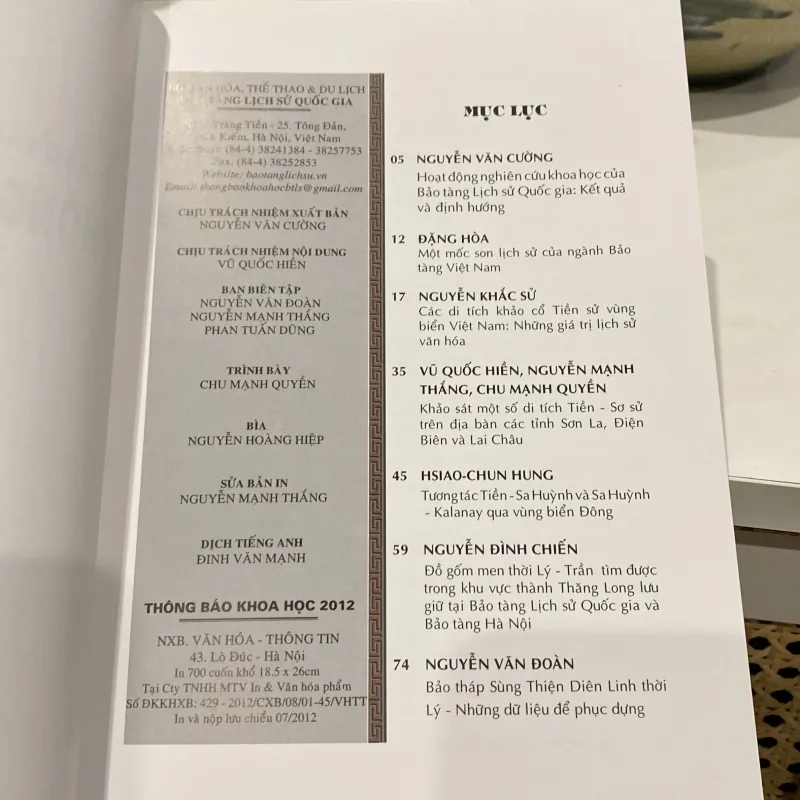 THÔNG BÁO KHOA HỌC BẢO TÀNG LỊCH SỬ QUỐC GIA 2012 966545