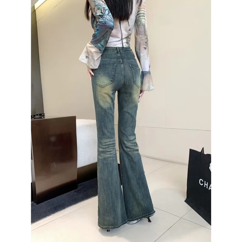 Quần jean ống loe cạp cao 544025