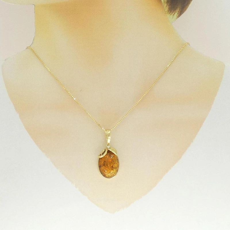 K18YG Hổ phách Dây chuyền - Hàng hiệu Authentic 862163