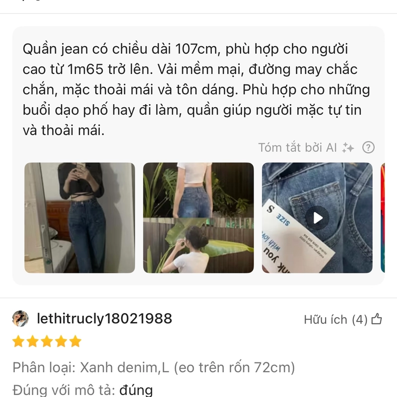 Quần Jean Nữ dành cho người cao trên m65 màu xanh  539151