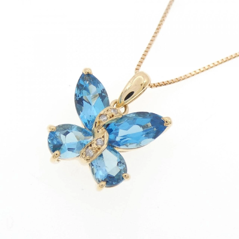 K18YG/K18PG Dây chuyền ngọc bích bướm - Hàng hiệu Authentic 859356