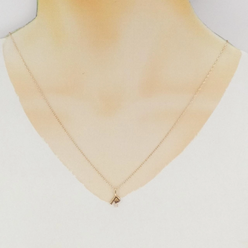 K18PG Chữ cái R Dây chuyền kim cương 0.01CT - Hàng hiệu Chính hãng 859339