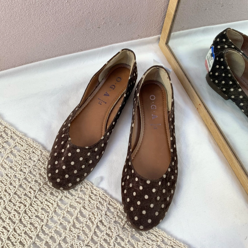 [Like new] Giày bệt nữ O•G•A made in Japan - size 37.5-38 - Chấm bi hot trend 500267