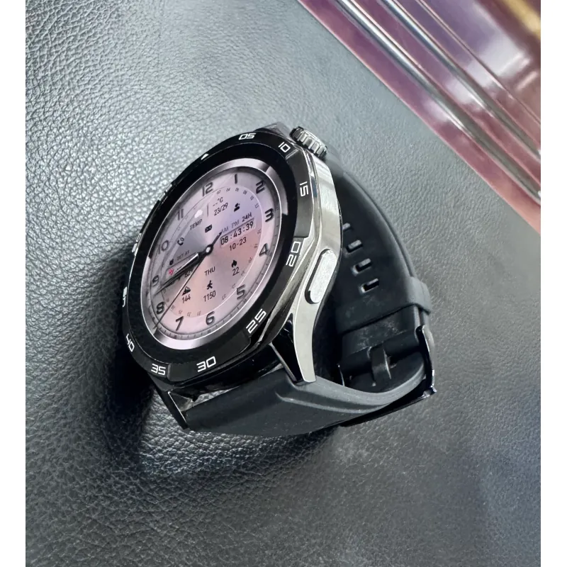 Đồng hồ thông minh thể thao nam nữ màn hình tròn dây cao su đen 600040