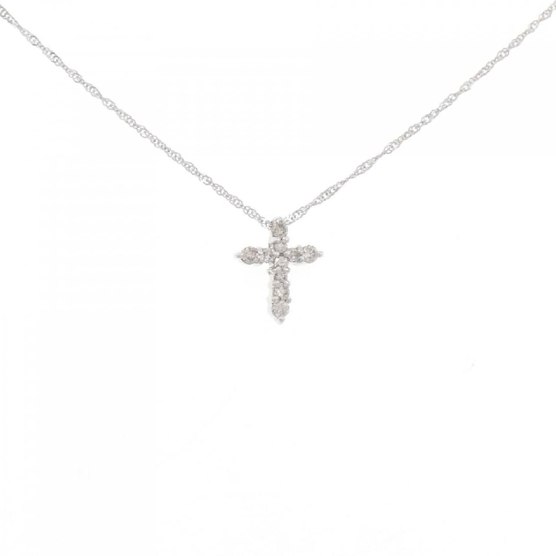 K18WG Dây chuyền kim cương chéo 0.15CT - Hàng hiệu Authentic 857294