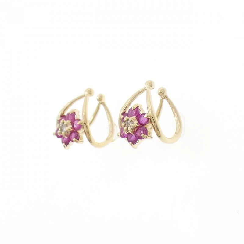 Bông tai ruby hoa K18YG 0.26CT - Hàng hiệu Authentic 871136