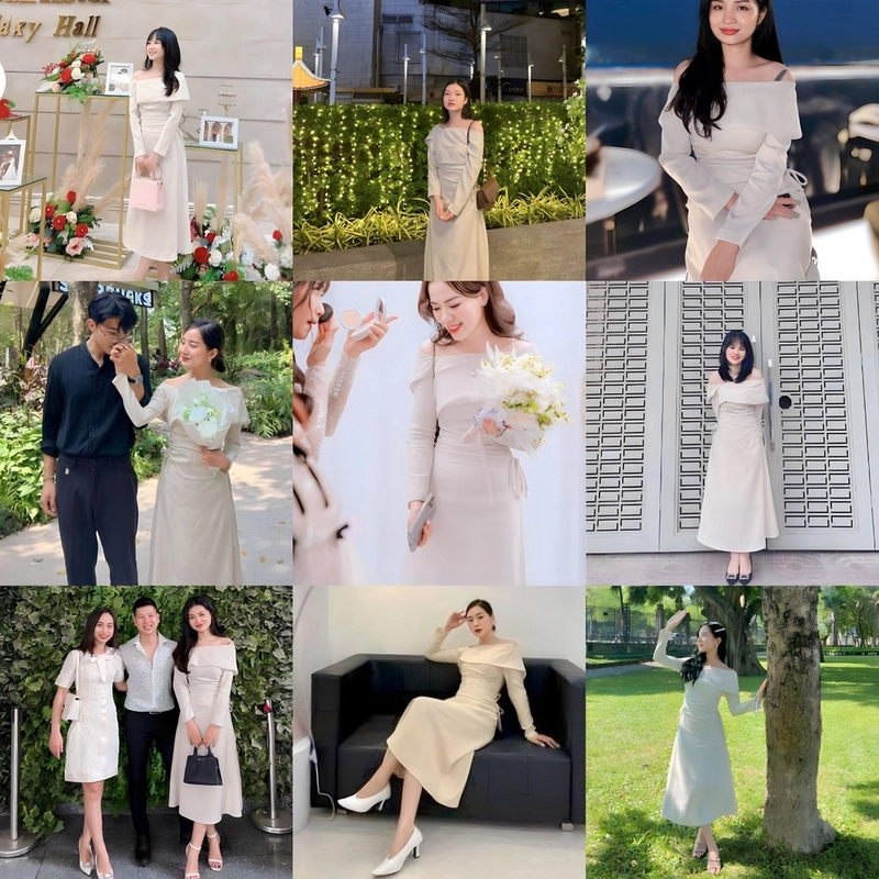 Váy Đầm Nữ Dáng Dài Trễ Vai SOLEIL ROOM Nhúng Hông Chống Nhăn Tôn Dáng LORA DRESS 496558