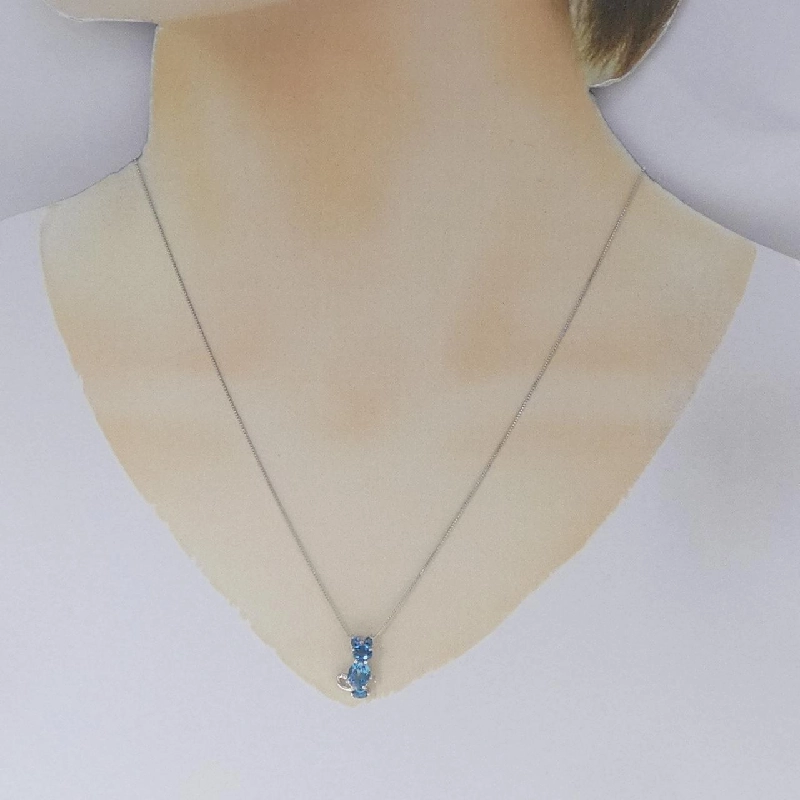 K14WG/K18WG Mèo Blue Topaz Dây Chuyền - Hàng hiệu Chính hãng 861439