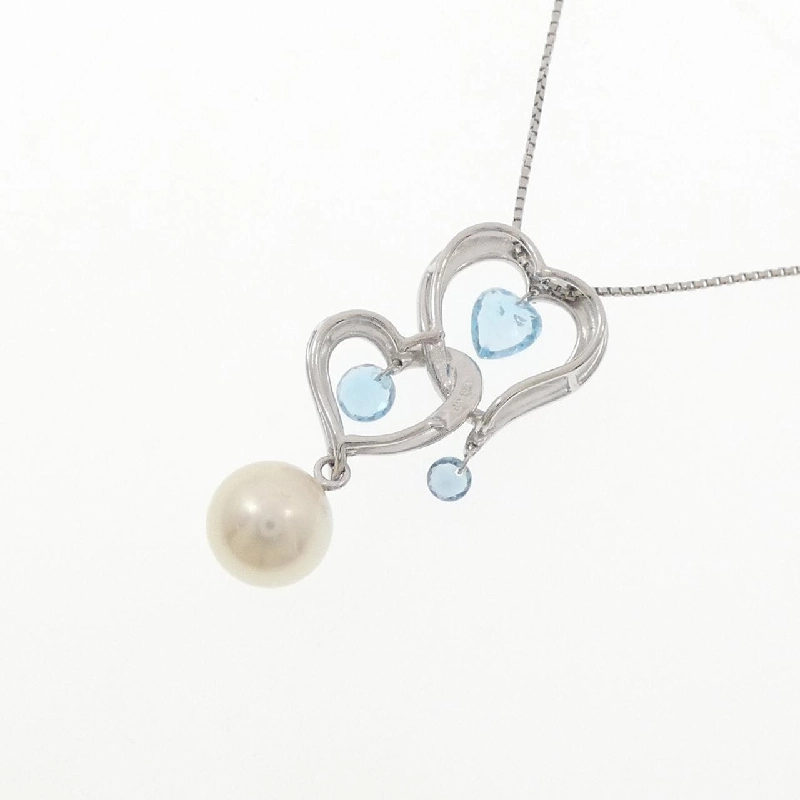 K18WG/PT850 Dây chuyền ngọc trai Akoya hình trái tim 8mm - Hàng hiệu Authentic 856564