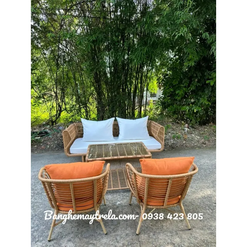 Bàn ghế sofa phòng khách mây nhựa 607395