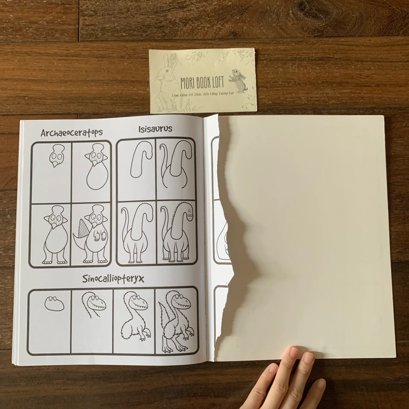 Sách tô màu ngoại văn How to Draw 101 Dinosaurs, Used, rách trang cuối 532108