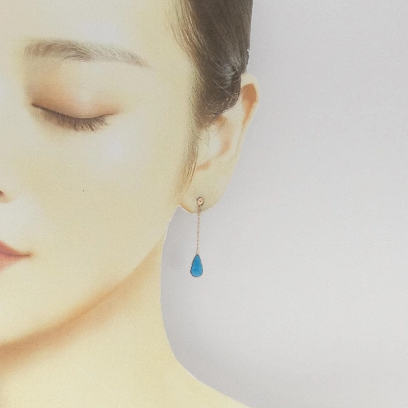 K18PG Bông tai ngọc turquois - Hàng hiệu Authentic 868544