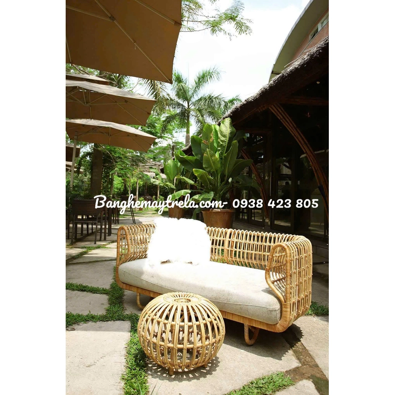 Băng ghế sofa dài mây tự nhiên 493352
