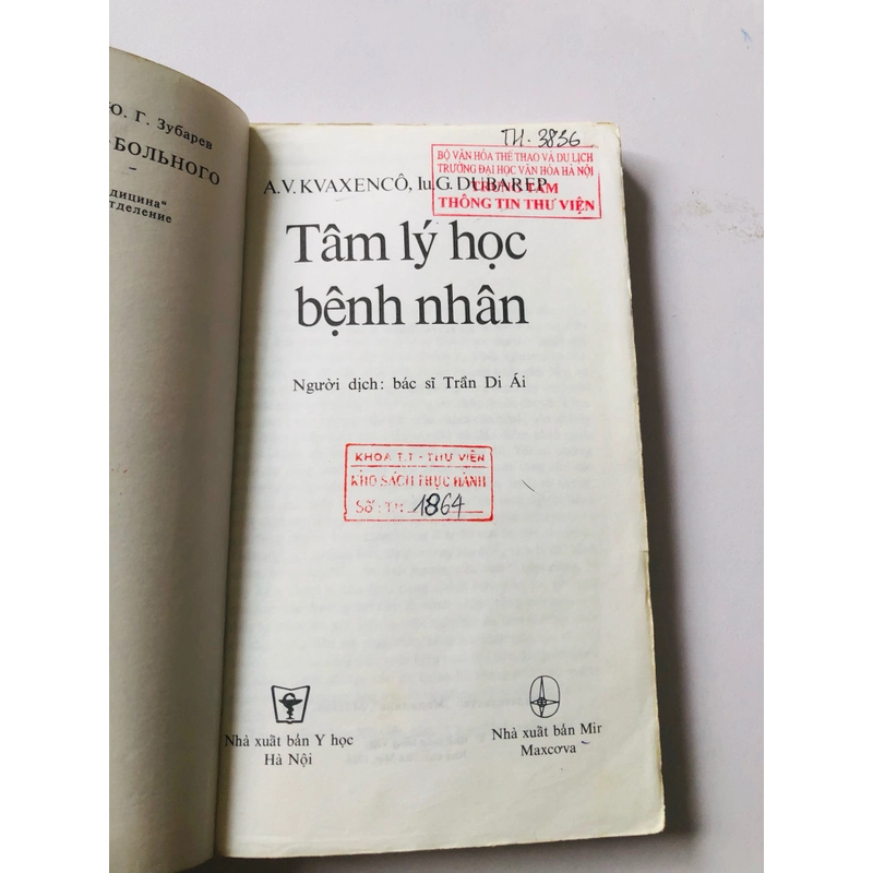 TÂM LÝ HỌC BỆNH NHÂN - 186 trang, nxb: Max Cơ Va 1986 335959
